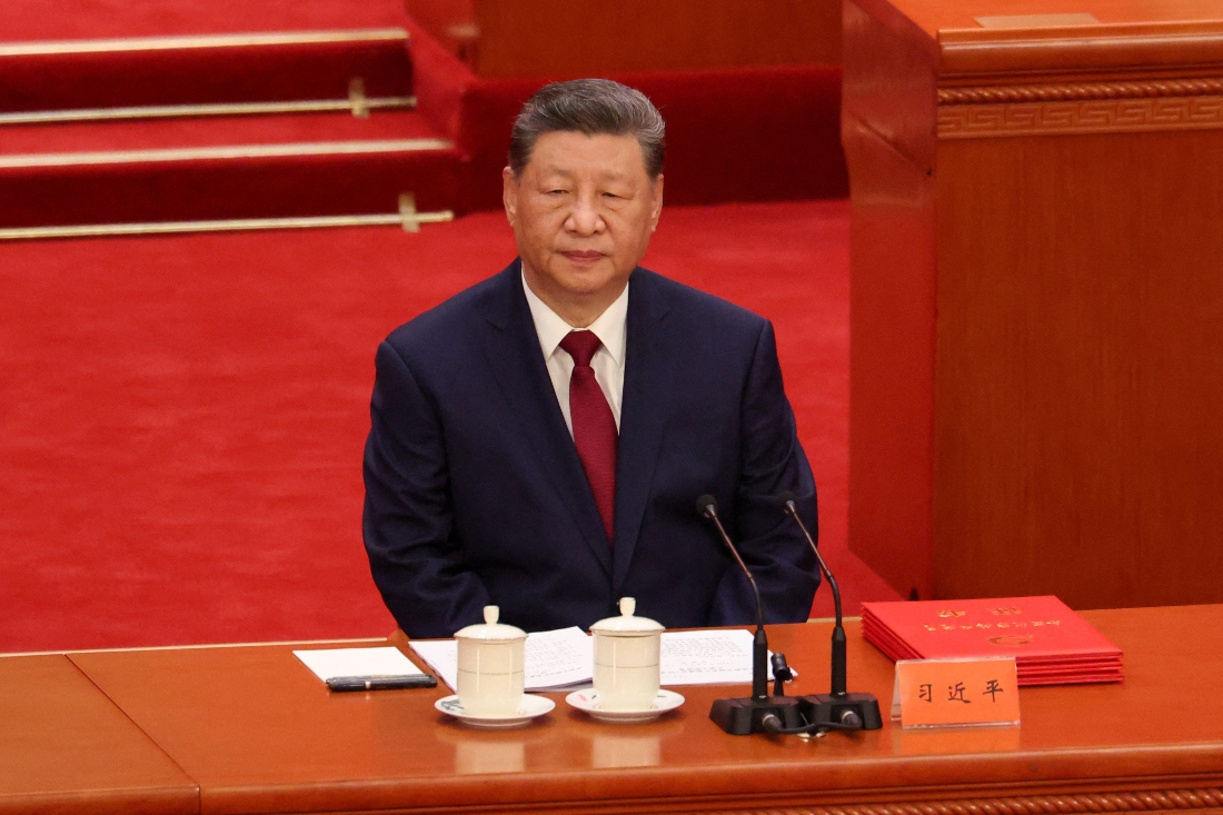 Chinese President Xi Jinping attends the ceremony devoted to the 105th anniversary of the founding of the Communist Party of China at the Great Hall of the People in Beijing, China. (Reuters)