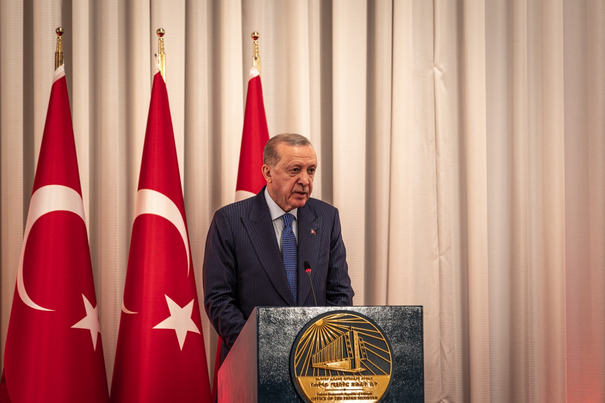 Turkey's President Recep Tayyip Erdogan speaks at a press conference in Addis Ababa, Ethiopia. (AFP)