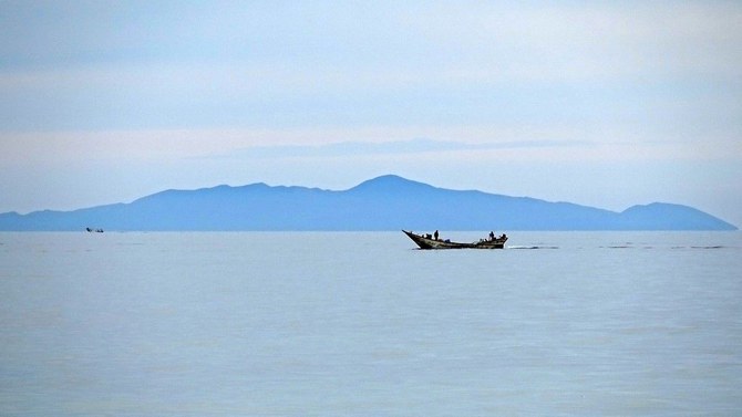 A fishing boat near Zuqar Island off the coast of Yemen’s Red Sea port city of Hodeidah. (AFP/File)
