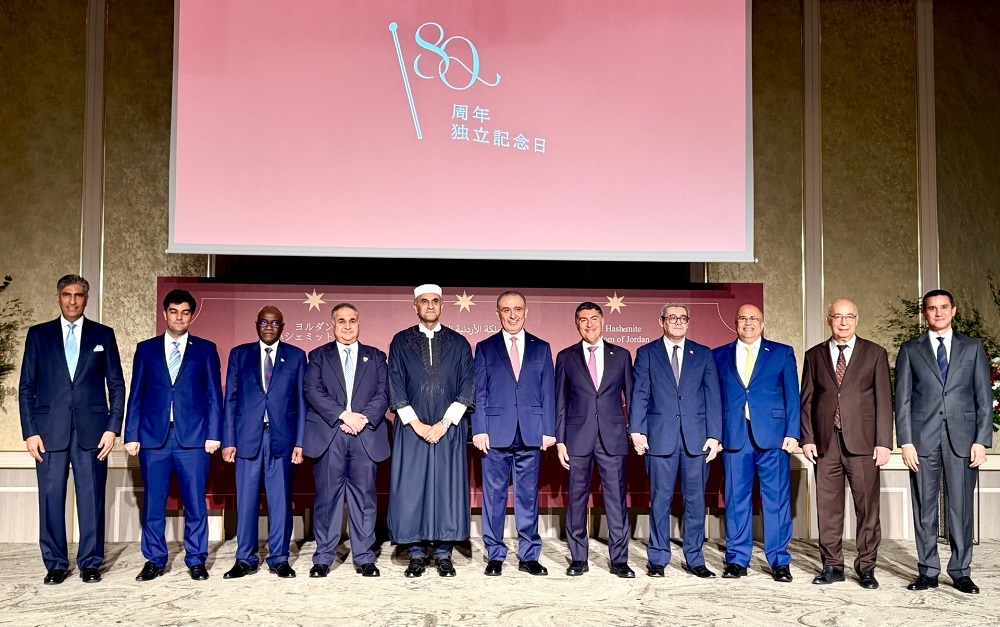 Jordanian Ambassador Nasser Shraideh hosted a gala reception in Tokyo on Tuesday to commemorate the 80th anniversary of Jordan’s independence. (Arab News Japan)