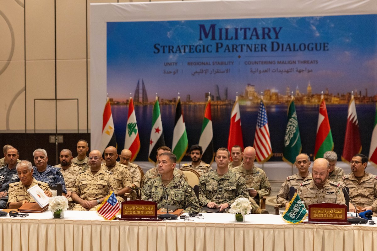 Senior military officials from Middle East countries attend a "security dialogue" led by the US military. (US Centcom)