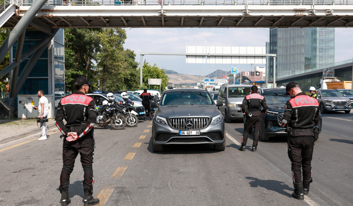 Police officers perform security checks on a main road ahead of the NATO summit in Ankara, Turkey, July 3, 2026. (REUTERS)