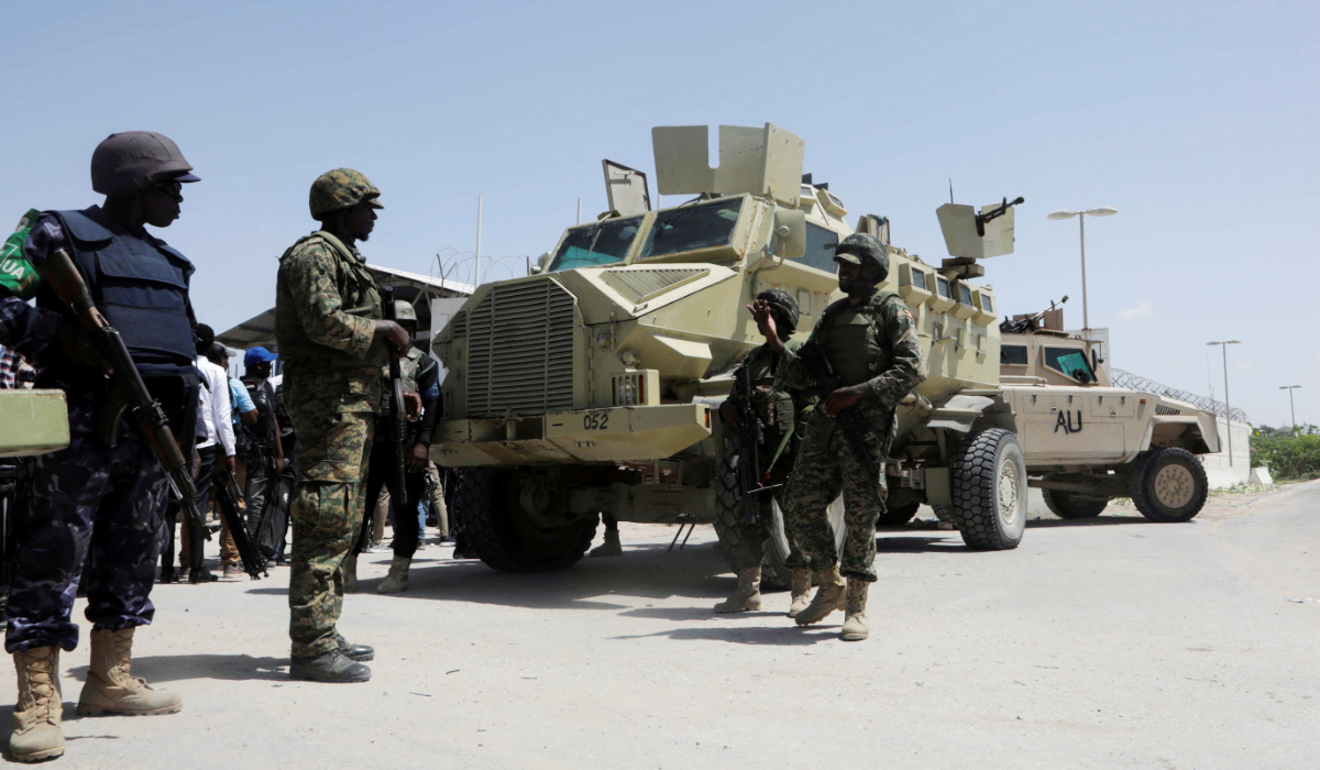 African union peacekeepers provide security during the Somali presidential elections, in Mogadishu, Somalia. May 15, 2022. (REUTERS)