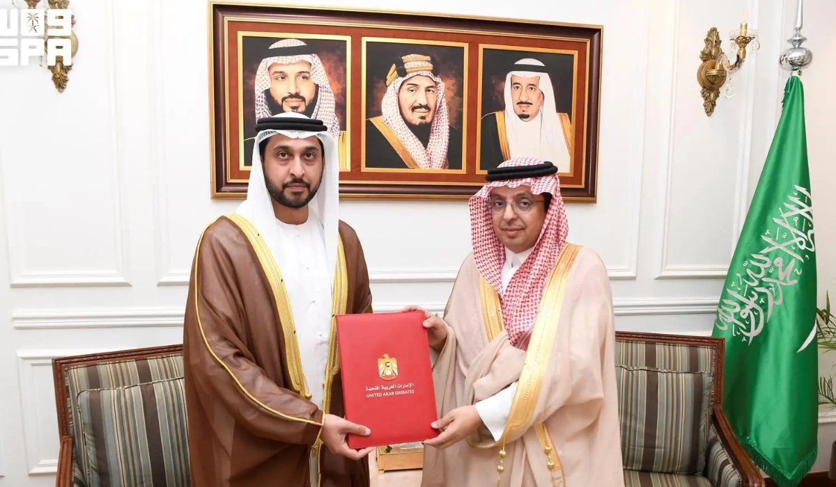 Fareed bin Saad Al-Shehri (R) and Sultan Al-Mansoori in Jeddah. (SPA)