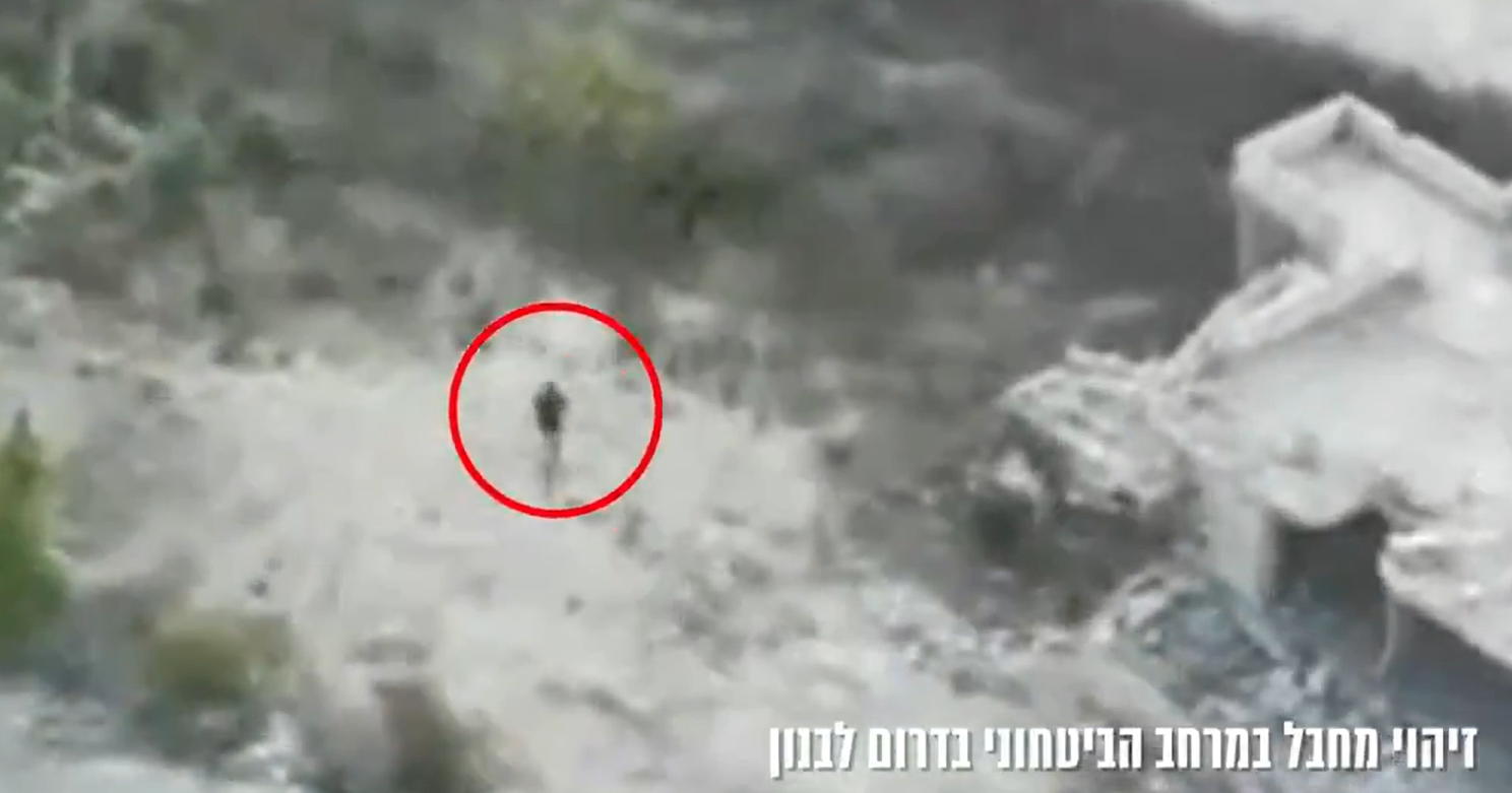 A screengrab taken from a video published by the Israeli military which said Saturday it killed an armed militant in the “security zone” under its control in south Lebanon. (X/@DiwanDaily)