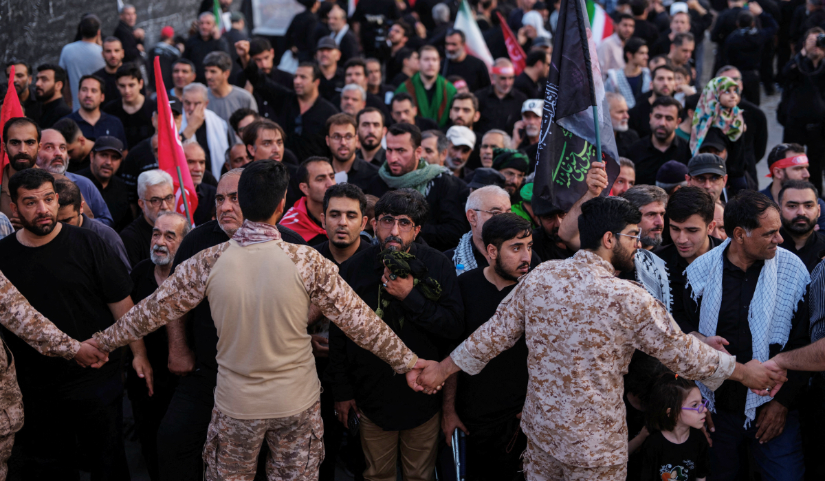 Mourners wait to enter a public farewell ceremony to pay their respects to late Supreme Leader Ayatollah Ali Khamenei in Tehran, Iran July 4, 2026. (REUTERS)