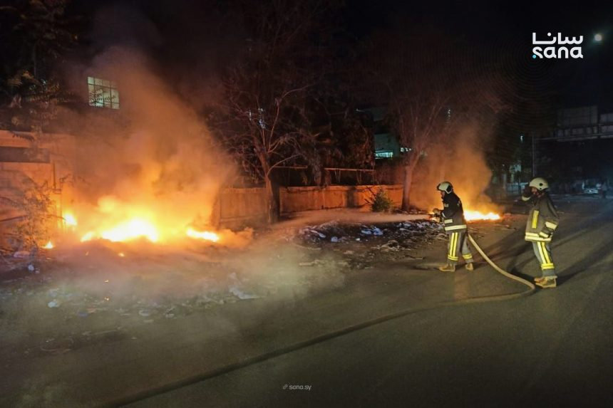 The Civil Defense said agricultural fires have increased alongside higher temperatures and the harvest season. (SANA photo)