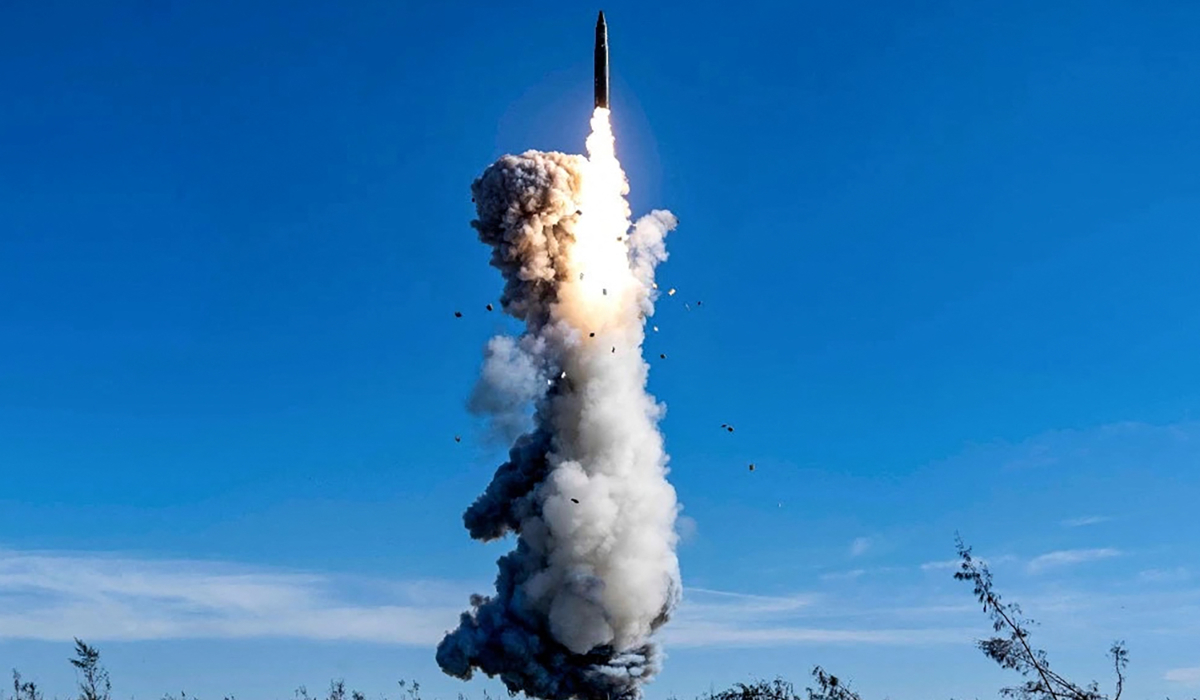 The Chinese People's Liberation Army Rocket Force launching an intercontinental ballistic missile carrying a dummy warhead into the Pacific Ocean, at an undisclosed location. (AFP file photo)