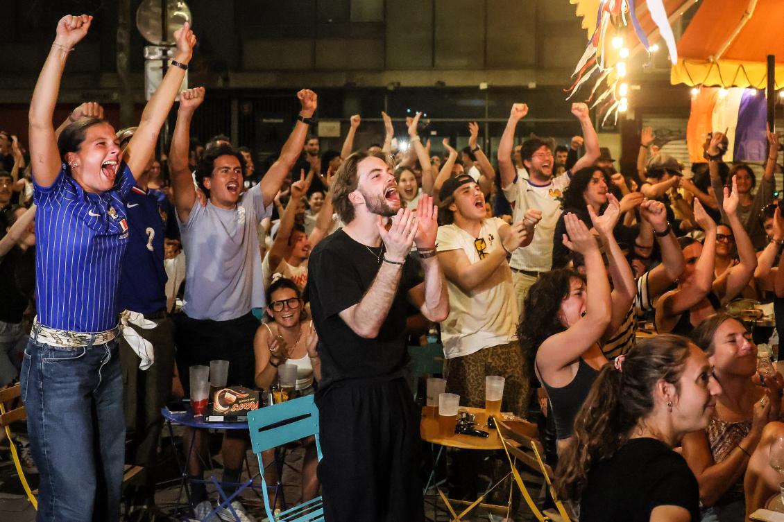 French fans react after France defeated Morocco during their World Cup quarterfinal soccer match, Jul. 10, 2026, in Paris. (AP)