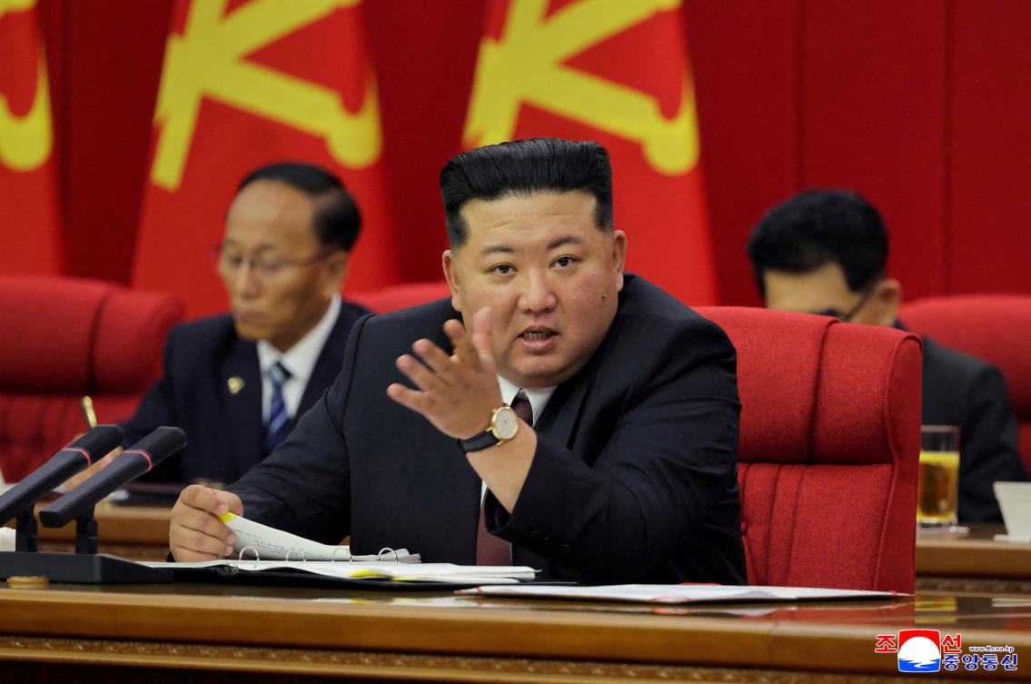 North Korean leader Kim Jong Un speaks during the second plenary meeting of the Ninth Central Committee of the Workers' Party of Korea (WPK), in Pyongyang, North Korea. (FILE)