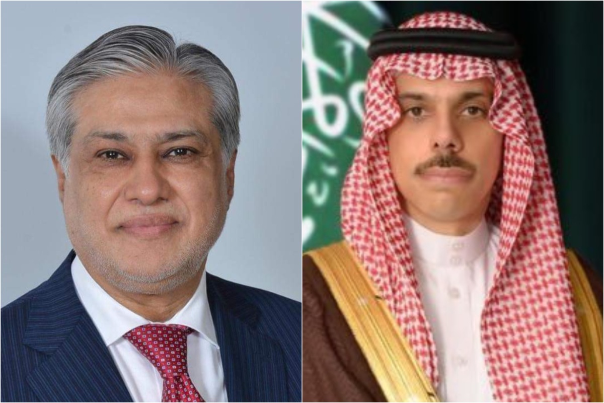 Saudi Foreign Minister Prince Faisal bin Farhan and his Pakistani counterpart Ishaq Dar discussed regional developments. (Supplied)