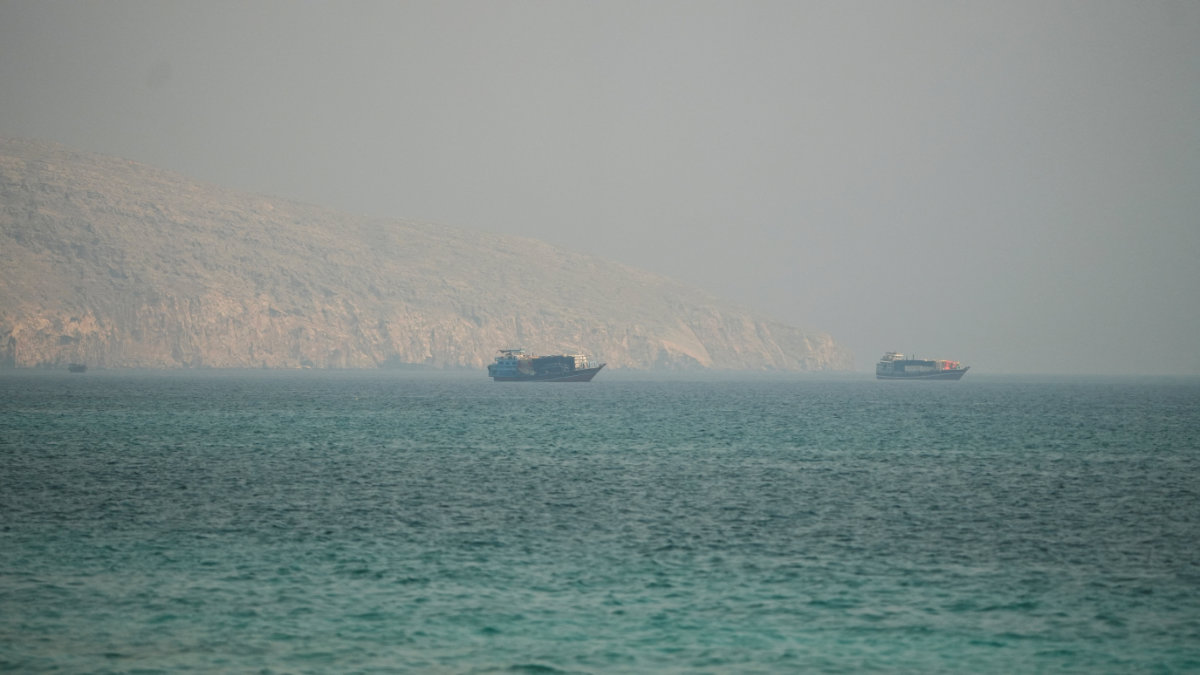 Vessels at the Strait of Hormuz, as seen from Musandam, Oman, July 9, 2026. (Reuters/File photo)