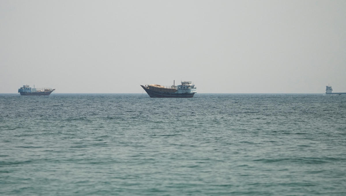 Vessels at the Strait of Hormuz, as seen from Musandam,Oman, on July 12. (REUTERS)