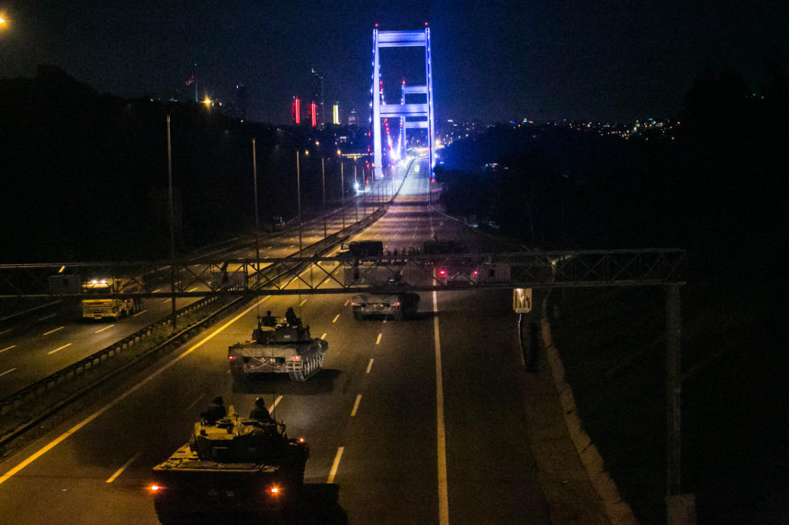 Above, Turkish military enter Fatih Sultan Mehmet bridge in Istanbul on July 16, 2016. A rogue military faction made a short-lived bid to overthrow the government of President Recep Tayyip Erdogan. (AFP file photo)