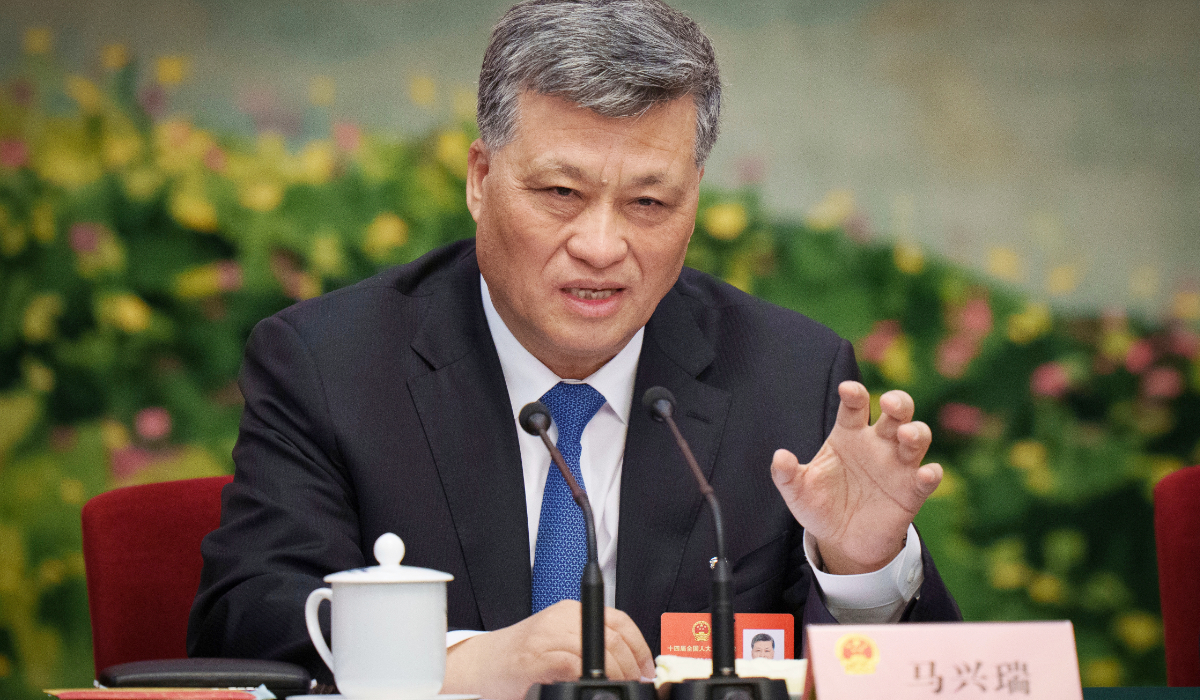 Ma Xingrui, Party Secretary of Xinjiang, speaks during a news conference at the Great Hall of the People in Beijing, China, March 7, 2025. (AP)