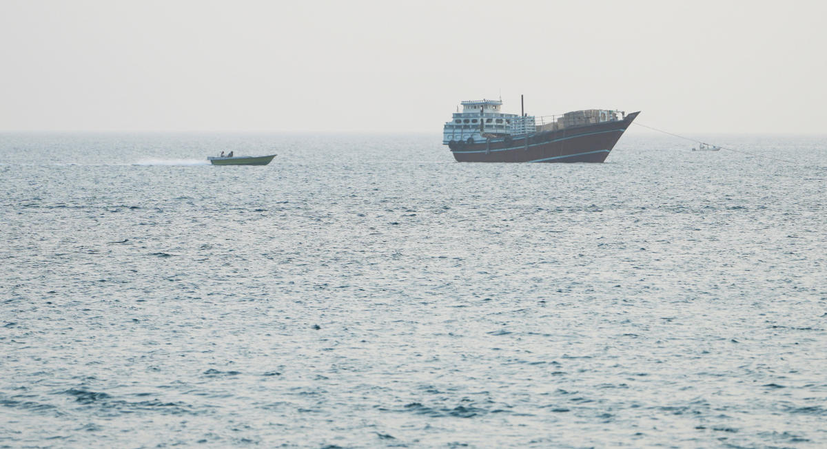A vessel at the Strait of Hormuz, as seen from Musandam,Oman, July 15, 2026. (REUTERS)