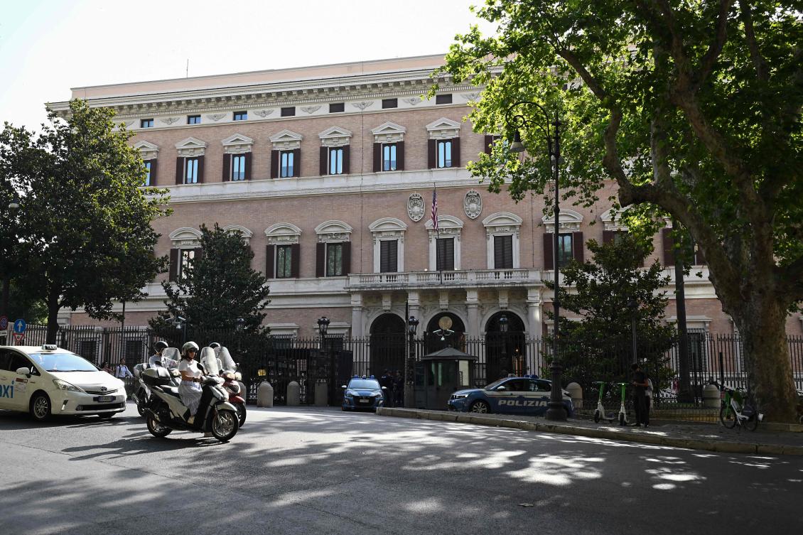 This photograph shows the US embassy in Rome on July 14, 2026, on the first day of talks between the Lebanese and Israeli delegations on the backdrop of a regional escalation between Washington and Tehran. (AFP)
