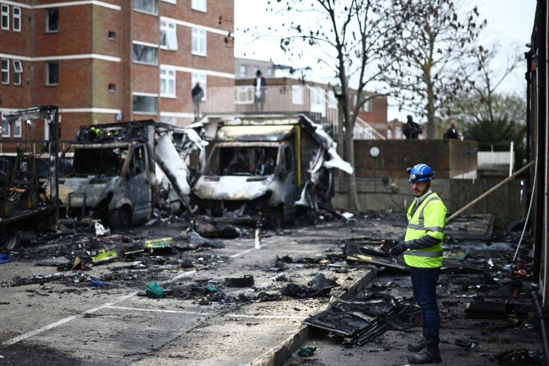 Since the beginning of the US-Iran war there have been a number of antisemitic attacks in Britain linked to Iran. Above, burnt out volunteer ambulances run by a Jewish organization on March 24, 2026. (AFP file photo)