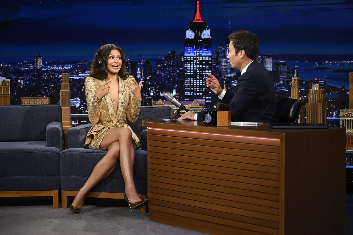 Zendaya made an appearance on “The Tonight Show Starring Jimmy Fallon” wearing a striking gold creation by Lebanese couturier Zuhair Murad. (Getty Images)