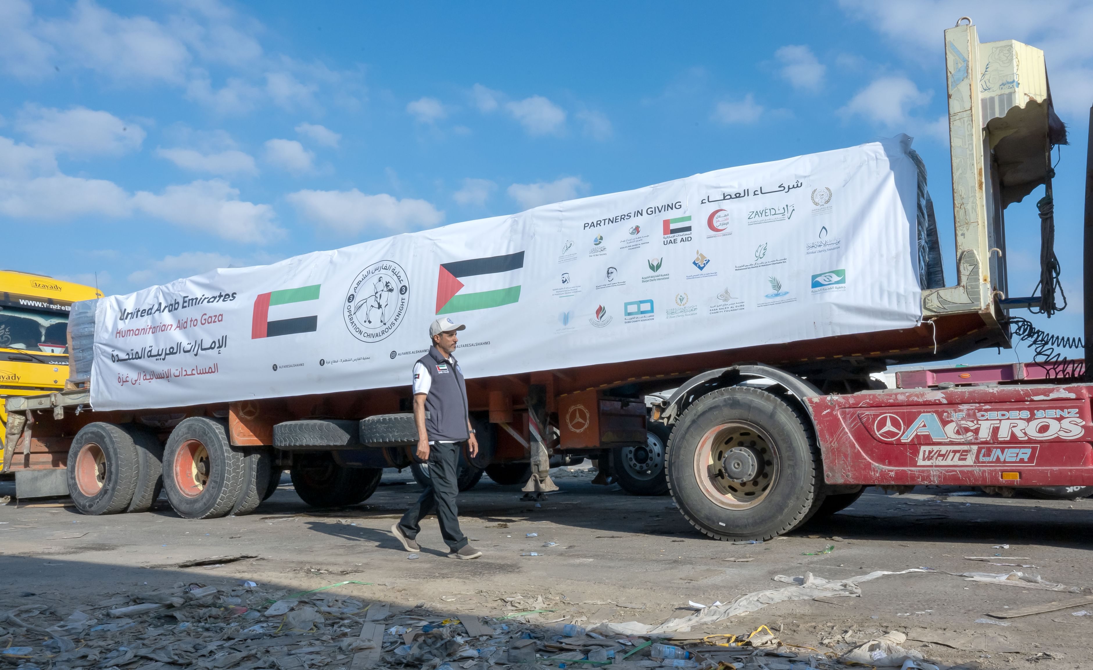 UAE’s Operation Chivalrous Knight 3 has been providing humanitarian aid to Palestinians since the conflict in Gaza began in late 2023. (Emirates News Agency)