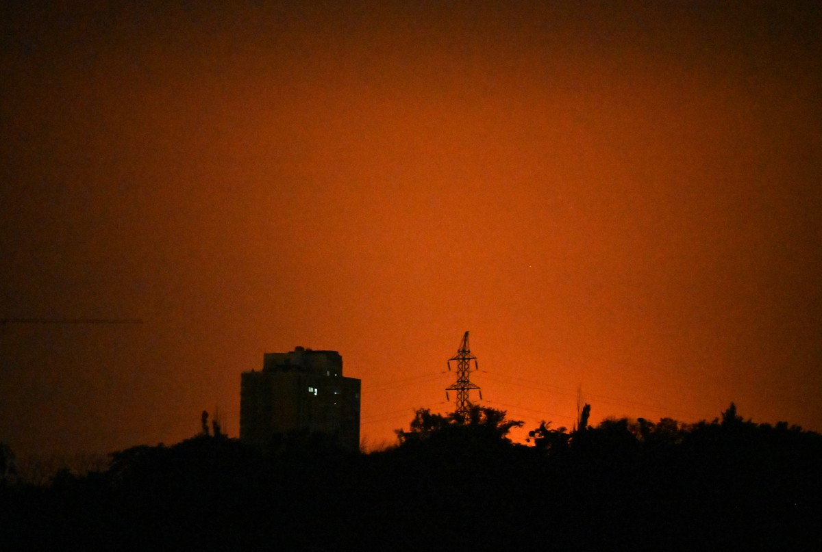 This photograph shows glow during Russian missile strikes on the Ukrainian capital of Kyiv amid the Russian invasion in Ukraine, July 19, 2026. (AFP)
