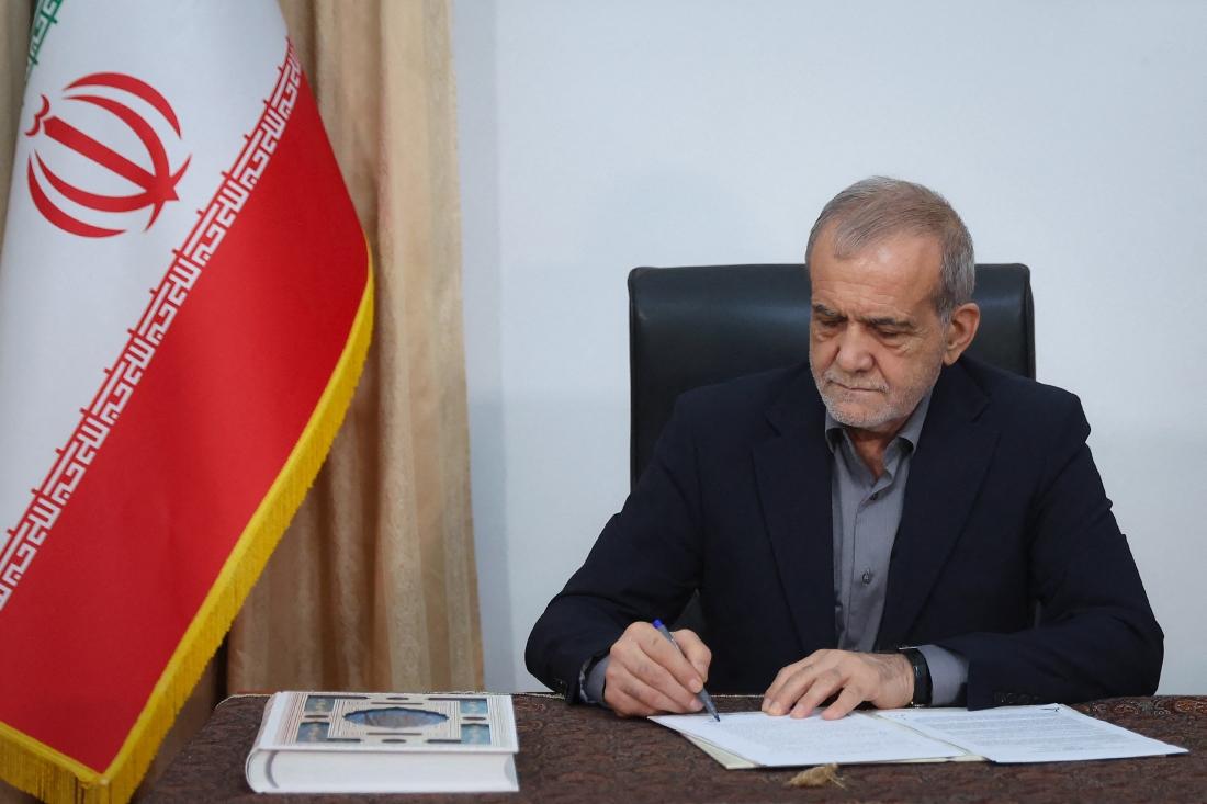 Iranian President Masoud Pezeshkian on Monday said his country was in a "full-scale war" with the US. (FILE/AFP)
