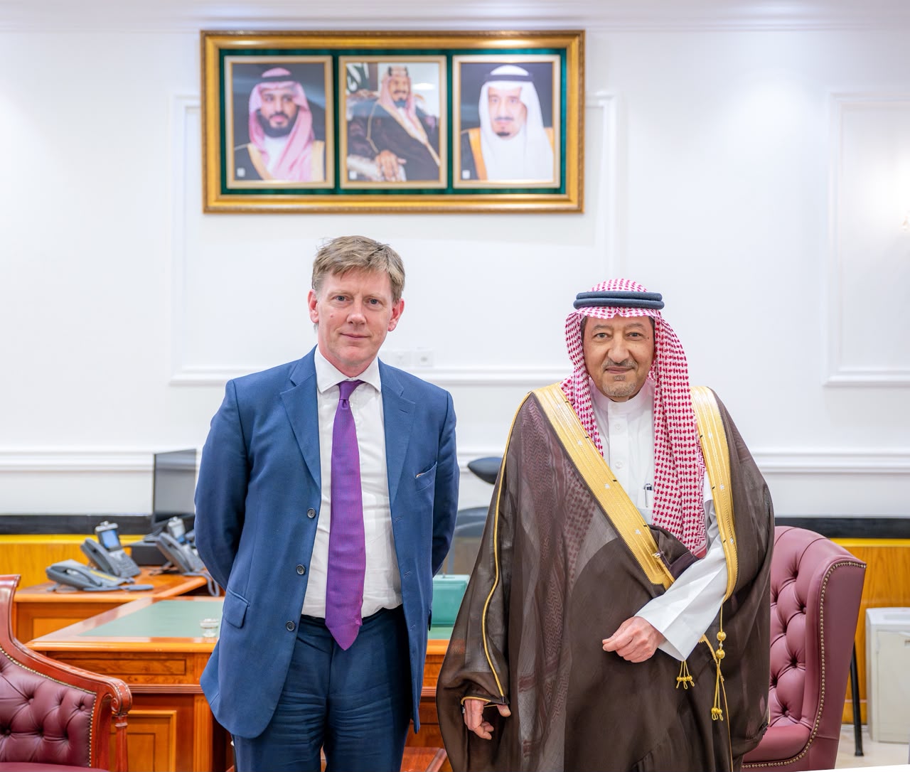 Saudi Arabia’s deputy foreign minister, Waleed Al-Khuraiji, and Richard Crowder, head of the British Office in Sudan and the UK’s special representative to the African country. (SPA)