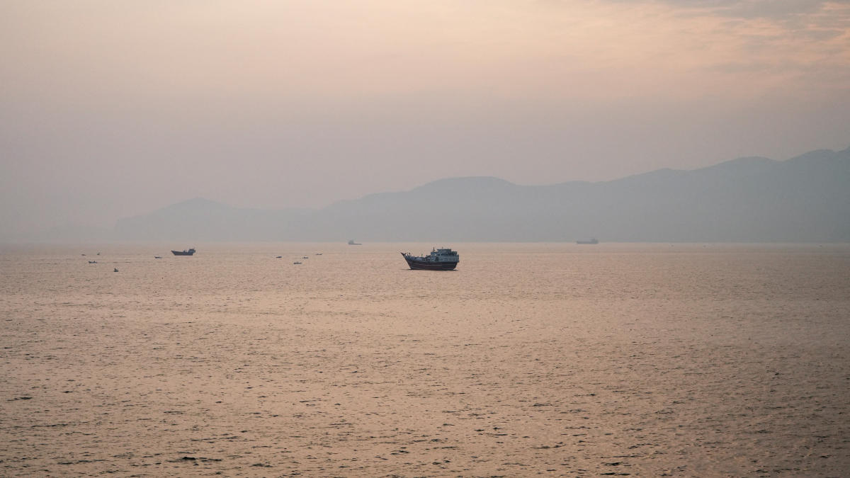 Vessels at the Strait of Hormuz, as seen from Musandam, Oman, July 21, 2026. REUTERS/Stringer