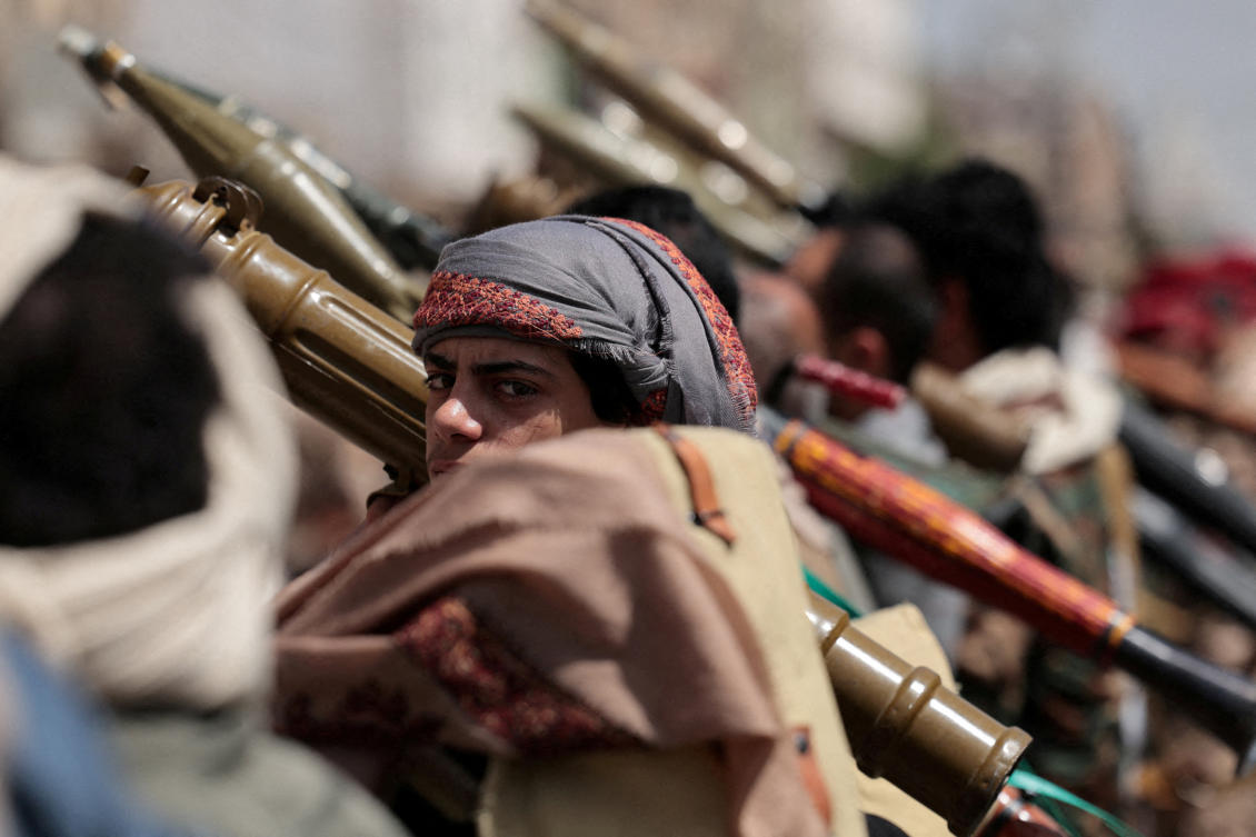 Houthi militants during a pro-Iran demonstration in Sanaa, Yemen, in April. (Khaled)