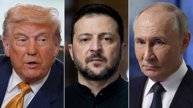US President Donald Trump, Ukrainian President Volodymyr Zelensky and Russian President Vladimir Putin. (Reuters/File)