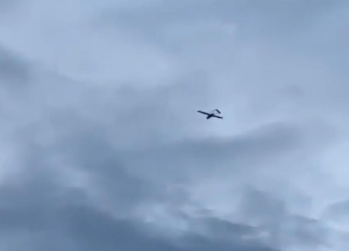 A Ukrainian drone carrying out a long-range attack. (Screengrab/President Zelensky's X)