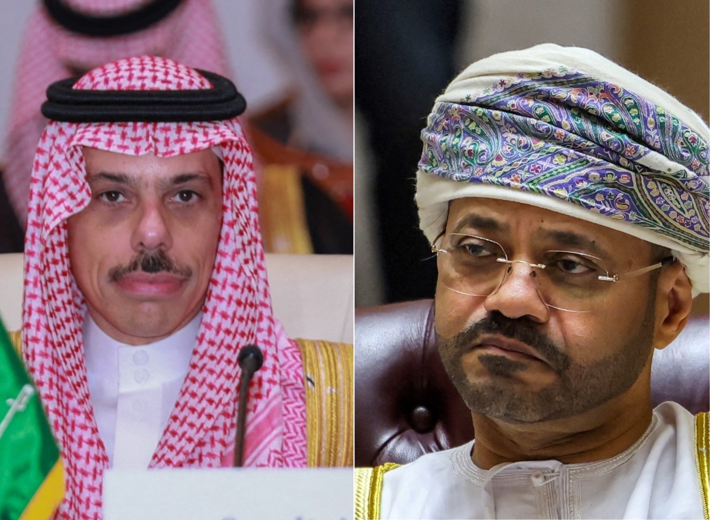 Saudi Foreign Minister Prince Faisal bin Farhan and Omani Foreign Minister Badr Albusaidi stressed the importance of safeguarding the security of international waterways. (AFP)