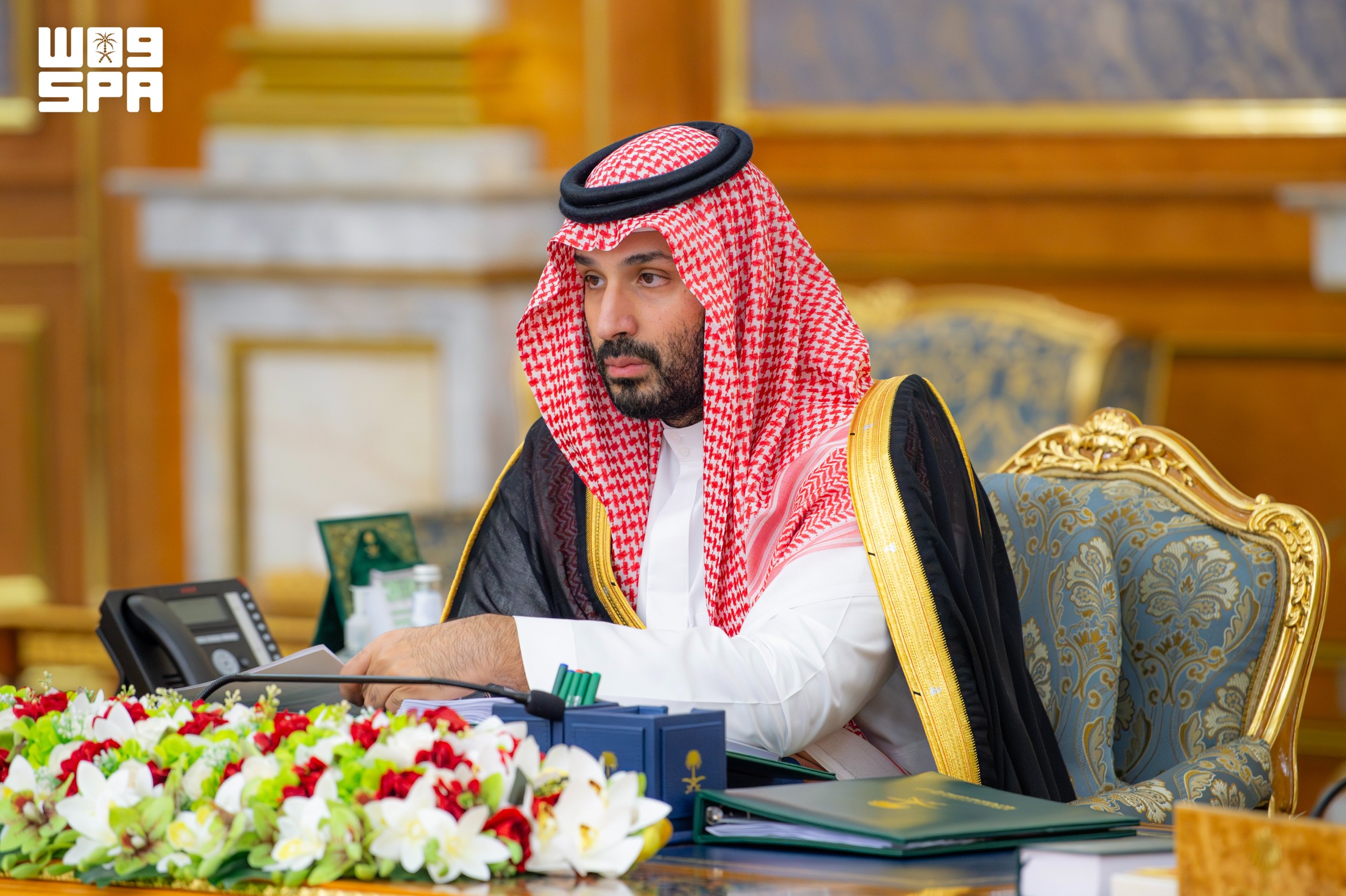Saudi Crown Prince Mohammed bin Salman chairs Tuesday’s Cabinet session in Jeddah. (SPA)