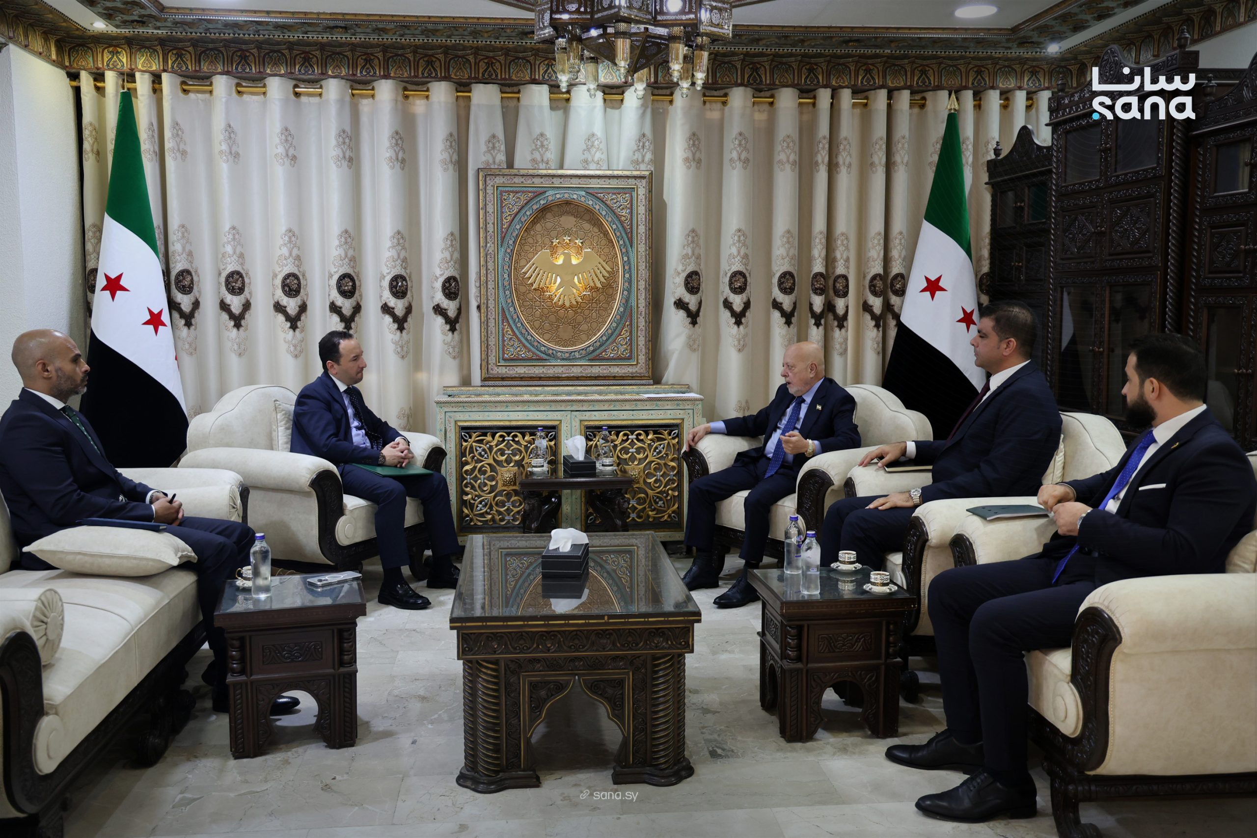 Syrian Economy and Industry Minister Nidal Al-Shaar met Egyptian Chargé d’Affaires Mohamed el-Feki in Damascus on Tuesday to discuss improving economic cooperation. (SANA)