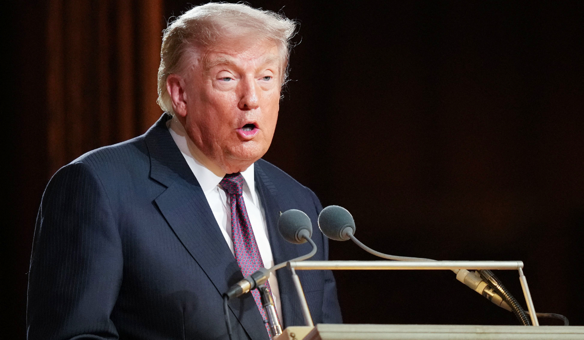 US President Donald Trump speaks during the funeral service for US Senator Lindsey Graham at the Washington National Cathedral in Washington, DC, on July 28, 2026. (AFP)