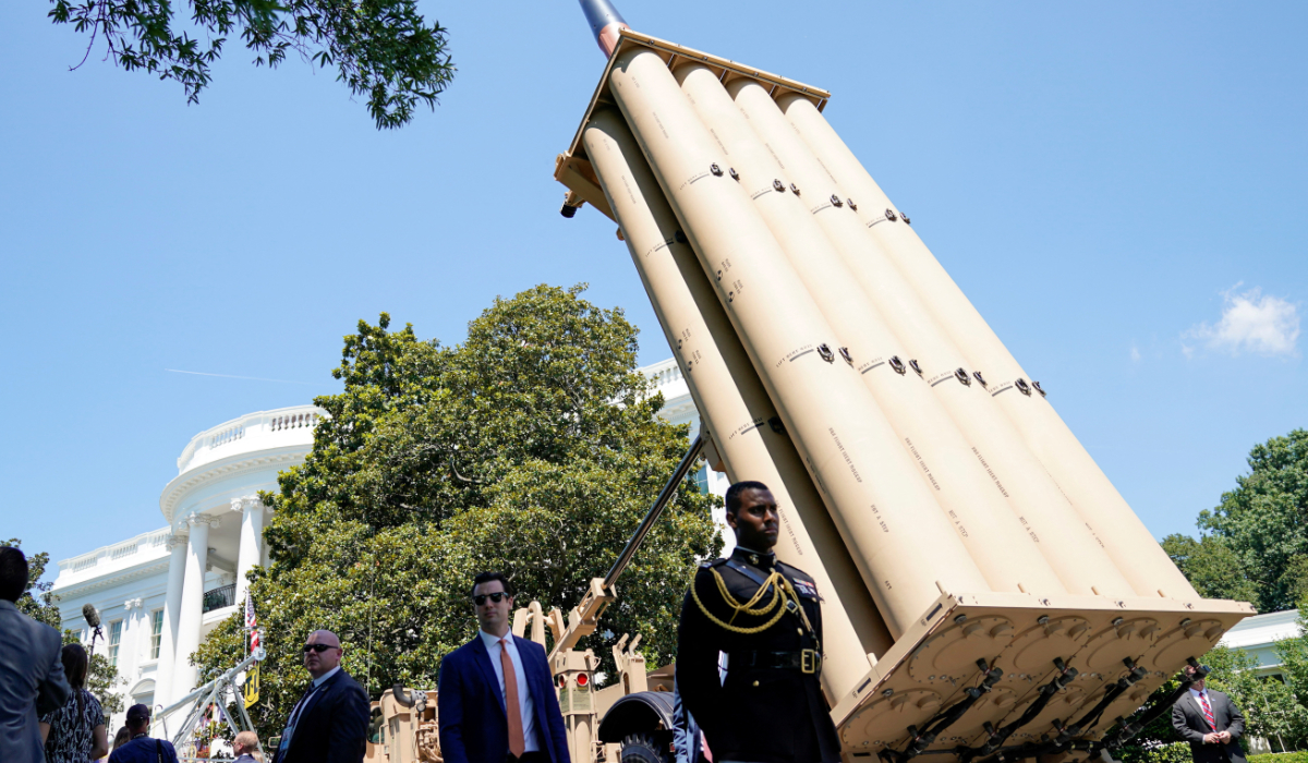 A Lockheed Martin Terminal High Altitude Area Defense (THAAD) missile interceptor is seen during the third annual "Made in America Product Showcase" on the South Lawn of the White House in Washington, U.S., July 15, 2019. (REUTERS)