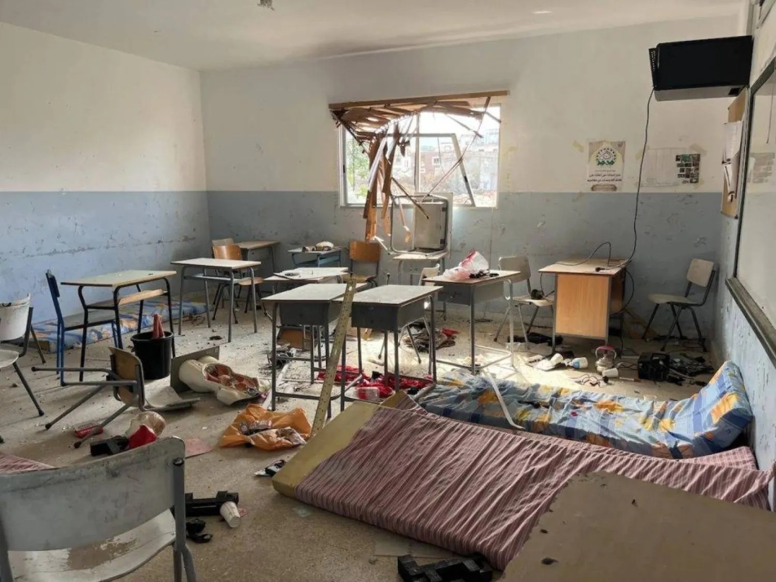 A view shows the extent of damage at a school in Lebanon. (National Human Rights Commission)