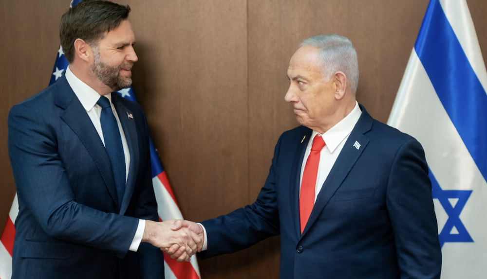 Israeli Prime Minister Benjamin Netanyahu raised Vice President JD Vance’s recent criticism of Israel during a private meeting in Washington this week, according to reports. (AFP/File Photo)