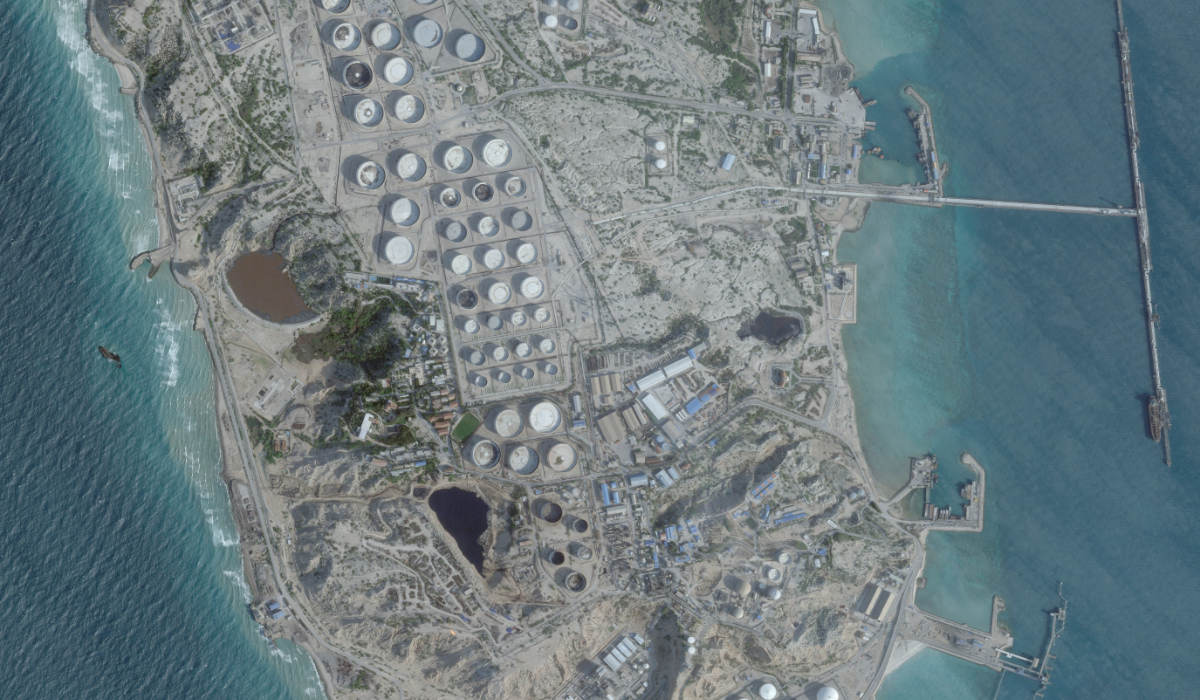 A satellite image shows an oil terminal at Kharg Island, Iran, February 25, 2026. (REUTERS)