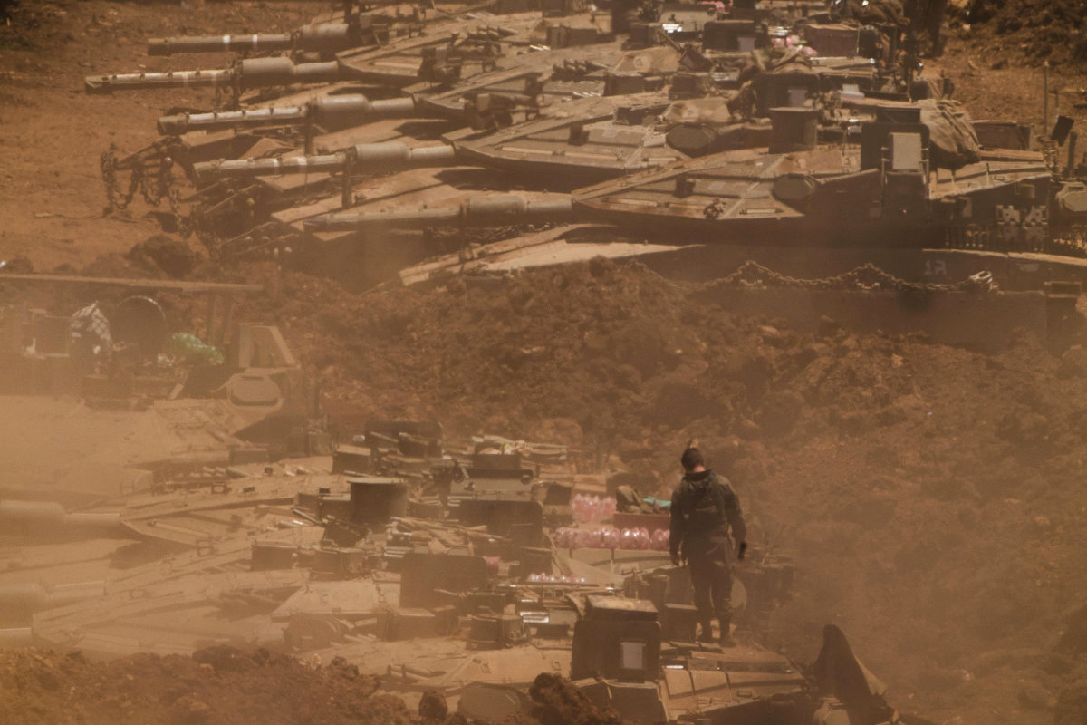 An Israeli soldier works on a tank near the border with Lebanon in northern Israel, Wednesday, July 1, 2026. (AP)