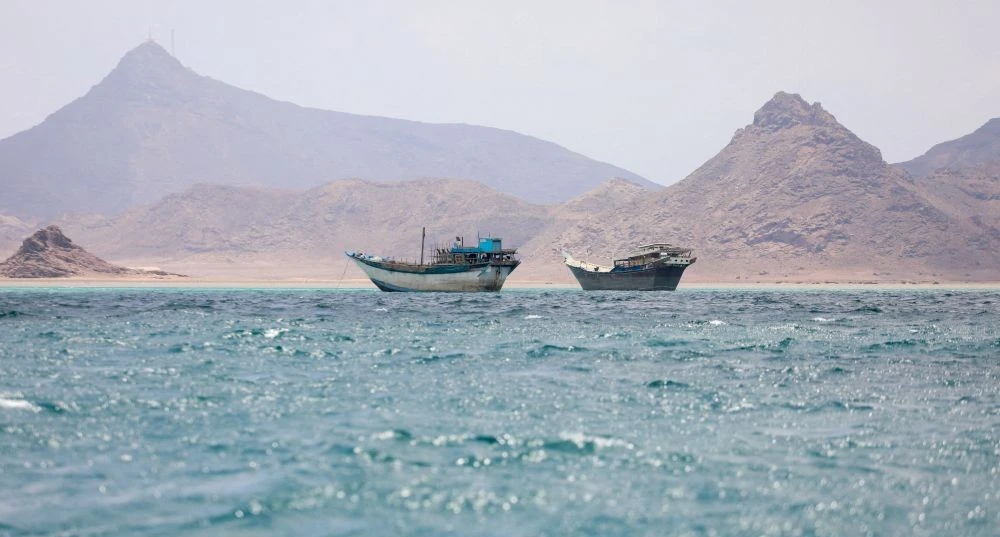 Dhows traverse the Bab El-Mandeb, off the coast of Yemen, Apr. 2, 2026. (Reuters)
