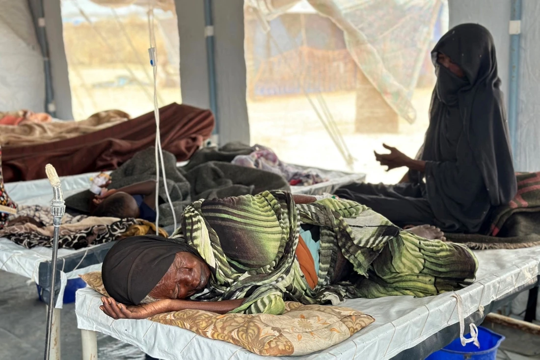 Cholera infected patients receive treatment in the cholera isolation centre at the refugee camps of western Sudan, in Tawila city in Darfur. (AFP)