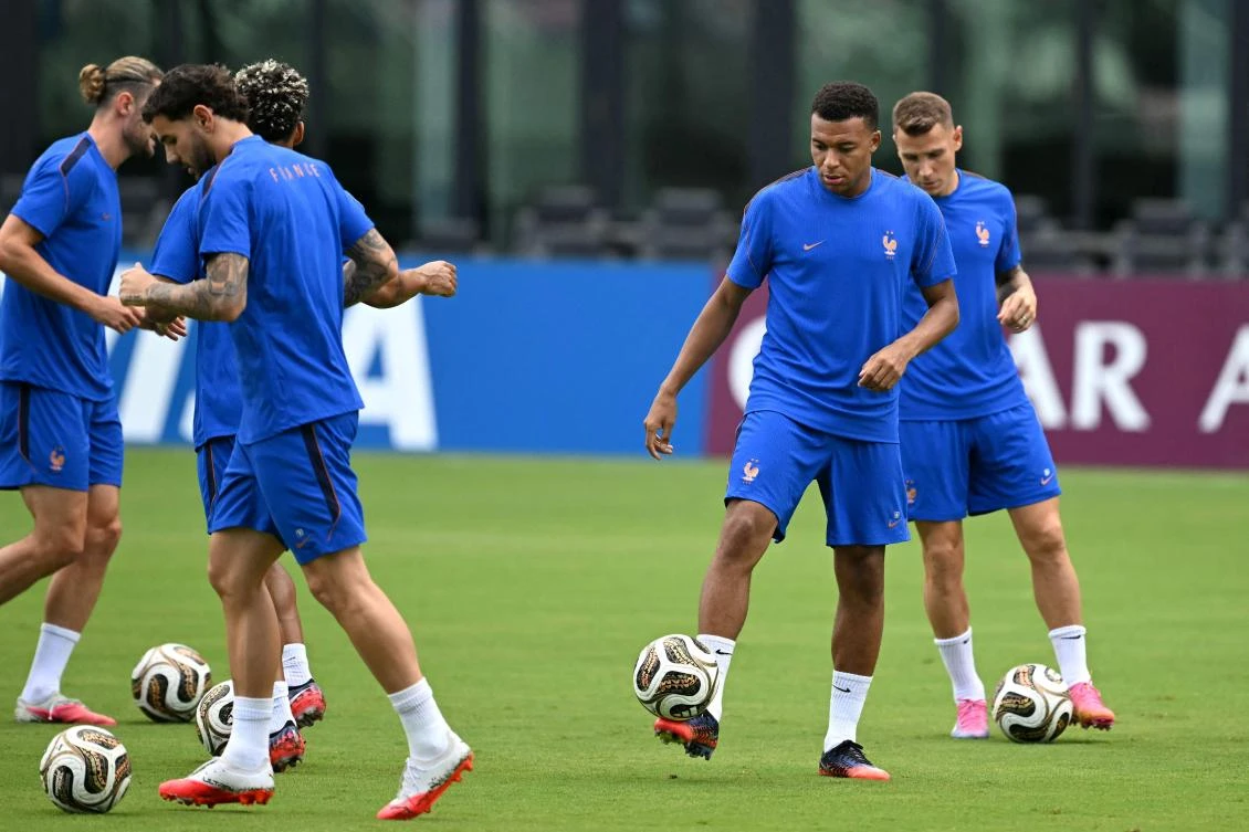 France’s forward Kylian Mbappe takes part in a training session on the eve of their 2026 World Cup third-place match against England at the Inter Miami CF Stadium in Miami on Jul. 17, 2026. (AFP)
