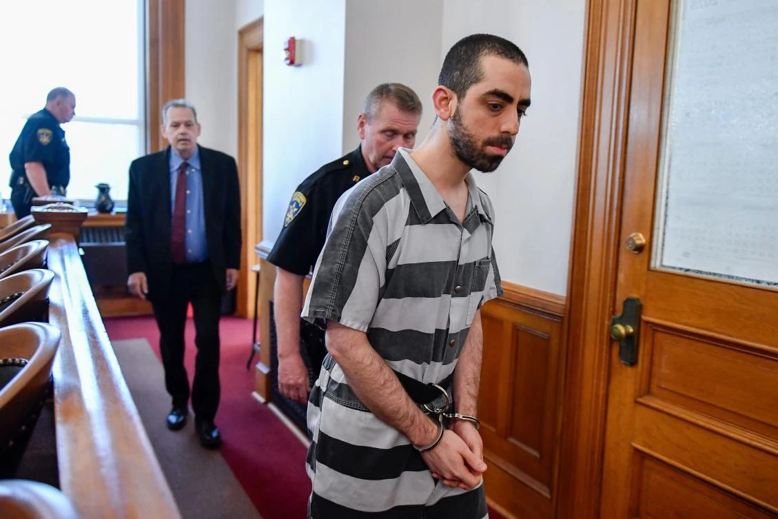 Hadi Matar walks in to the Chautauqua County court in Mayville, N.Y., May 16, 2025. (AP/File)