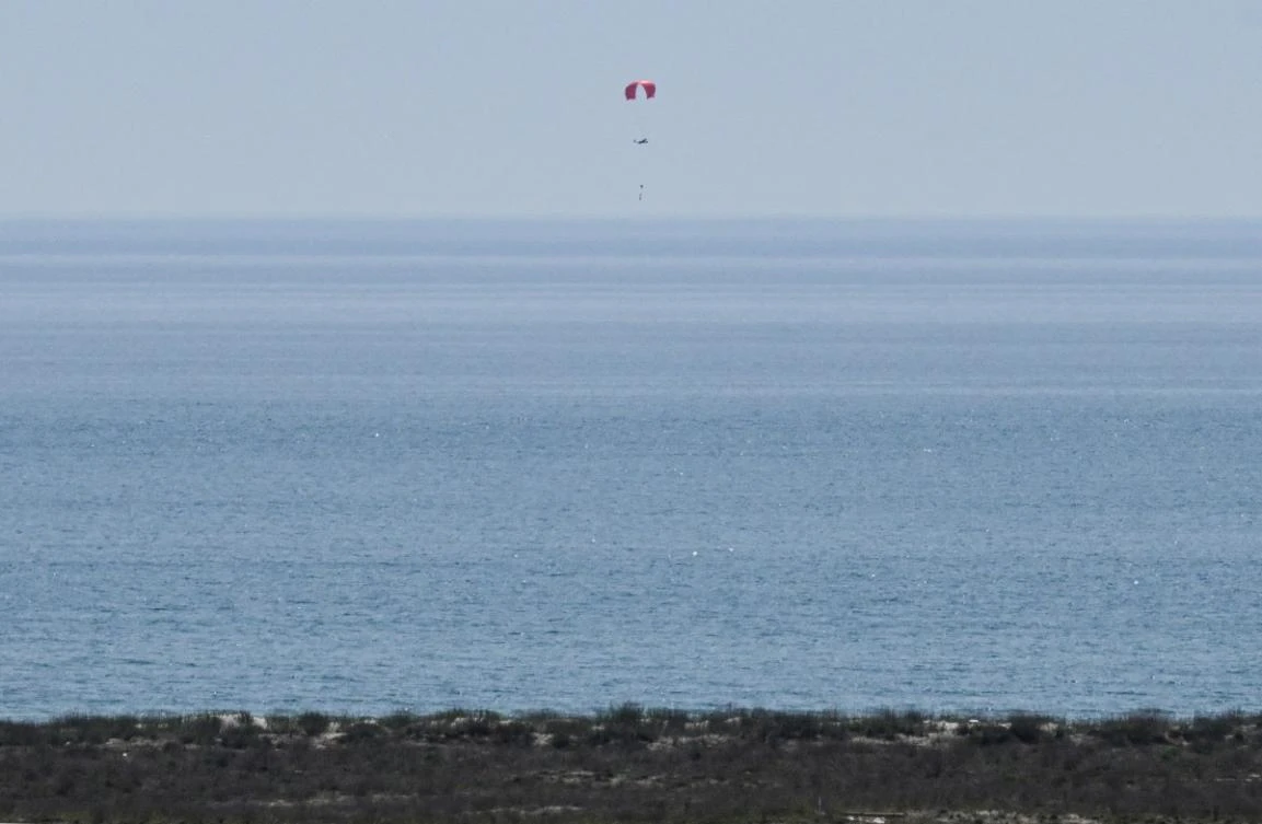 A surveillance drone land of Black Sea using a parachute. (File/AFP)