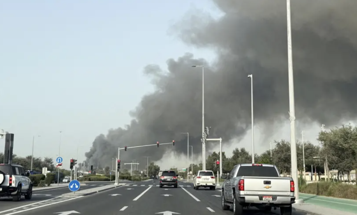 Smoke rises over Abu Dhabi after an Iranian strike. (Reuters)