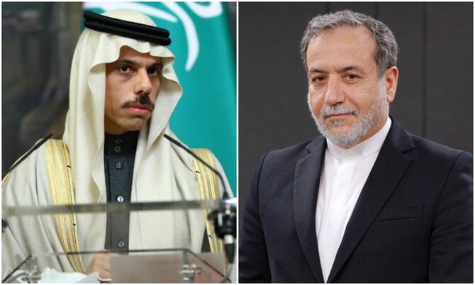 Saudi Foreign Minister Prince Faisal bin Farhan received a phone call from his Iranian counterpart, Abbas Araqchi, on Wednesday. (Screengrab)