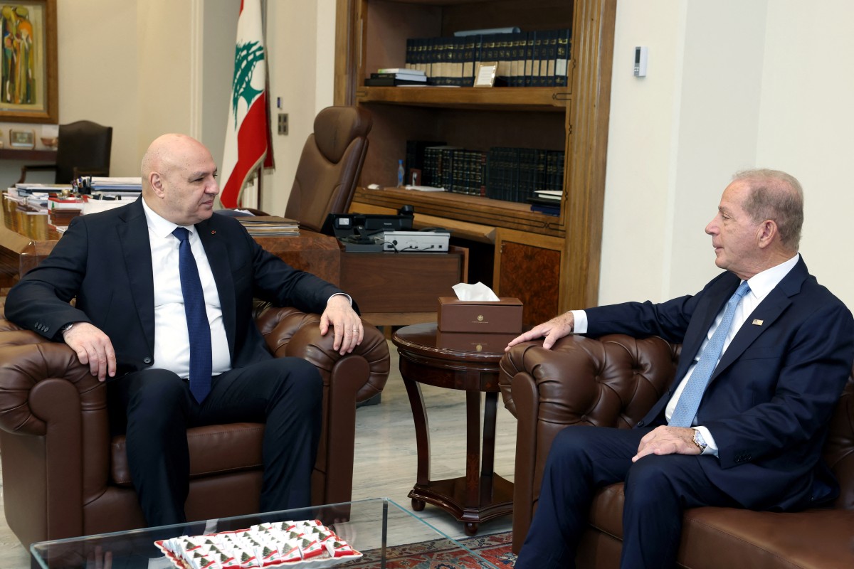 President Joseph Aoun (L) receiving US Ambassador to Lebanon Michael Issa at the Presidential Palace in Baabda, east of Beirut, on July 9, 2026. (File/AFP)