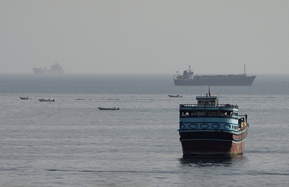 Above, maritime traffic at the Strait of Hormuz as seen from Musandam, Oman on Aug. 3, 2026. (Reuters)