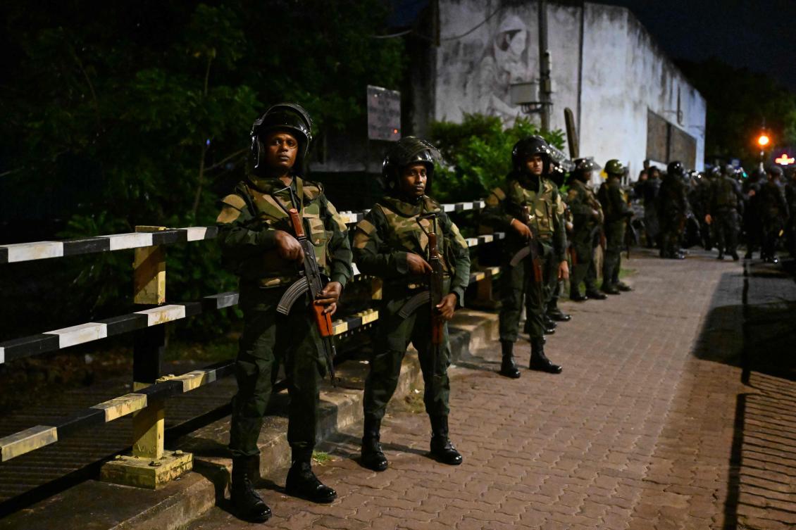 Sri Lanka Army soldiers take up positions outside Sri Lanka’s main Welikada Prison in the capital Colombo on August 7, 2026, following reports that some prisoners were staging a protest inside. (AFP)